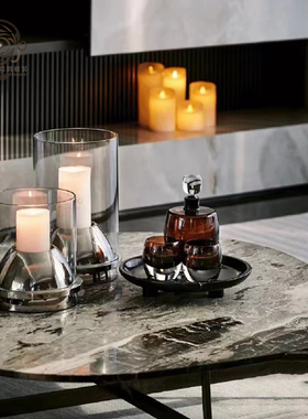 现代样板间吧台酒柜装饰酒杯酒具存酒器装饰品雪茄托盘烟灰缸摆件