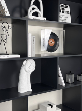 样板房间轻奢现代简约家居书柜摆件书架装饰品装饰画仿真黑胶唱片