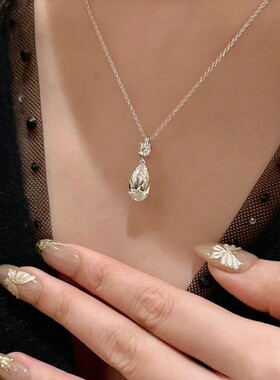 法国coopkoops925银一滴泪项链搭配水滴耳钉女精致气质高级感