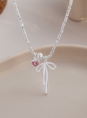 法国coopkoop芭蕾风蝴蝶结碎银项链女新款超仙甜美小众气质锁骨