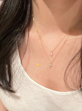 法国coopkoop时尚心机简约双层镶锆石项链小众设计高级感气质