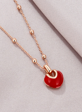 法国coopkoop高级感甜美轻奢时尚锁骨链礼物秋冬红色爱心项链