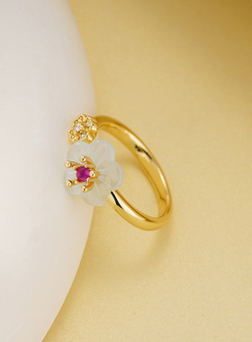 法国CoopKoop梅花结宫廷风戒指女款复古新中式轻奢高级感闺蜜