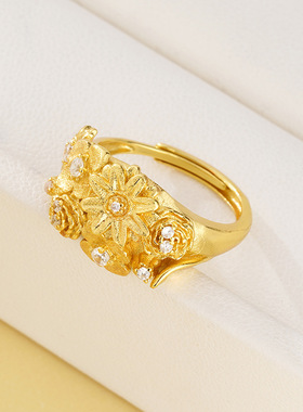 法国coopkoop年新款新中式繁花似锦戒指女轻奢高级感复古民族风