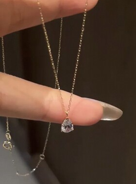 法国coopkoops925通体银水滴吊坠项链气质经典极简风锁骨链颈链