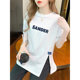 Summer 2025 new versatile loose shoulder T-shirt for women's short-sleeved design niche irregular slit top