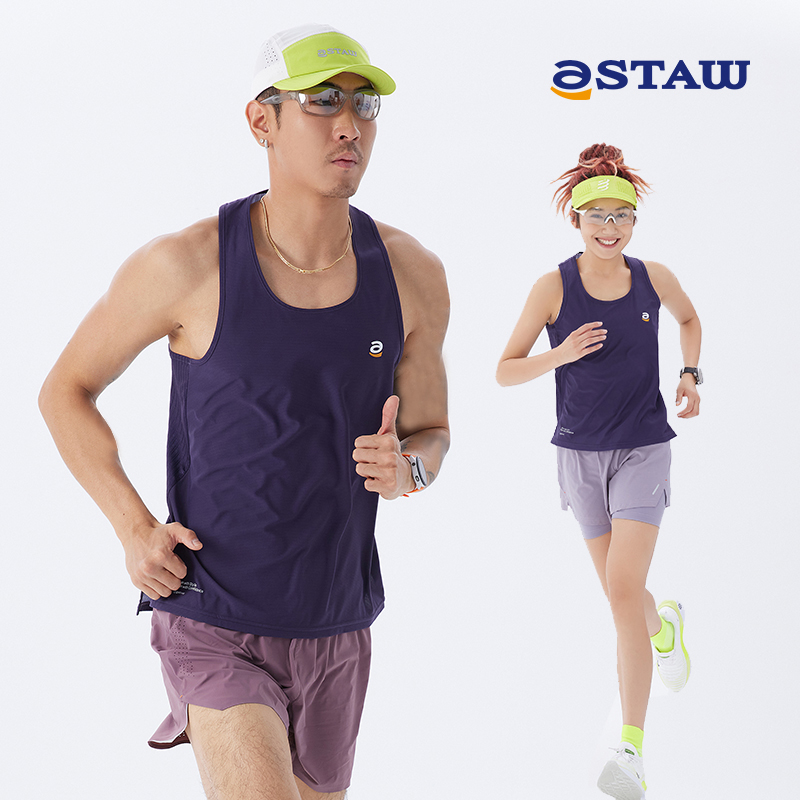 STAW Run基础训练跑步背心UPF100+防晒马拉松速干吸湿抗菌运动T恤 - 图1