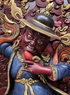 单坚护法/丹坚护法/单坚多杰列巴/金刚善/50cm尼泊尔鎏金老佛像