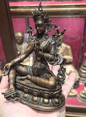 绿度母/度母/度姆/卓玛/15cm 紫铜佛像梵天藏传佛堂供奉摆件