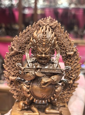 玛哈嘎拉/宝帐怙主/大黑天/红棒玛哈嘎拉/11cm紫铜佛像摆件