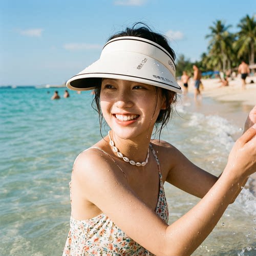 UPF50+夏季大帽檐防晒帽女uv防紫外线空顶遮阳帽子骑车遮脸太阳帽 - 图3