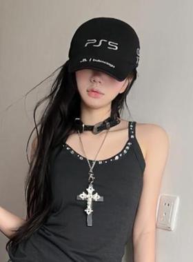 Y2K朋克暗黑十字架毛衣链亚文化复古项圈哥特修女lolita配饰项链