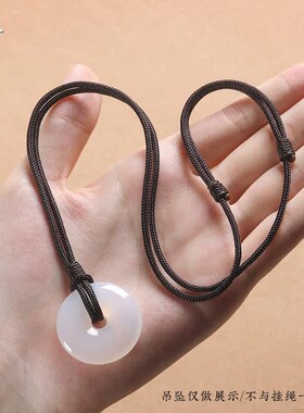 平安扣挂绳戒指翡翠玉坠男女挂颈免绑玉佩编绳项链绳黄金吊坠绳子