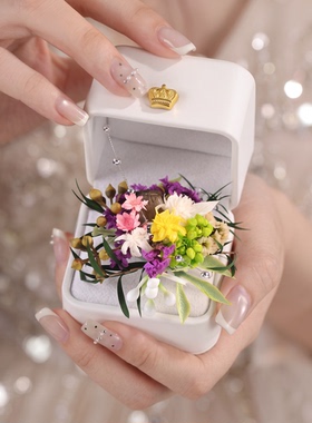 手工永生花戒指成品森系新娘花束