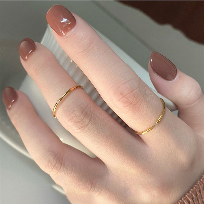 极细素圈18k黄金色不掉色情侣对戒 莎妍茜戒指/指环