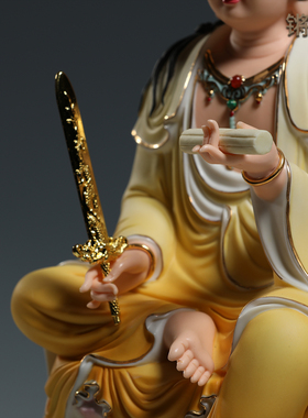 锵锵陶瓷彩绘祥云文殊普贤菩萨像