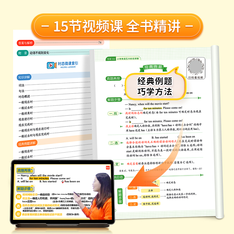 【易蓓】小学英语五大时态突破专项练习英语语法词法句法训练1-6年级时态不规则变化详解训练突破语法书时态练习册教辅书 - 图2