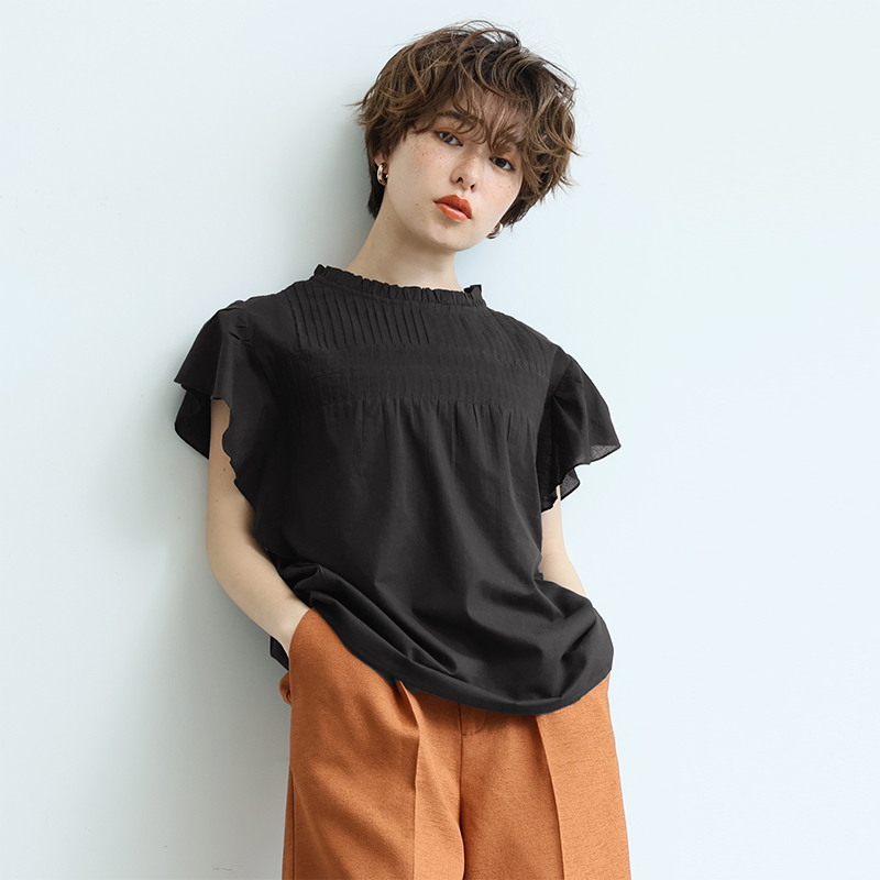 coca森系荷叶短袖衬衫女法式纯棉上衣
