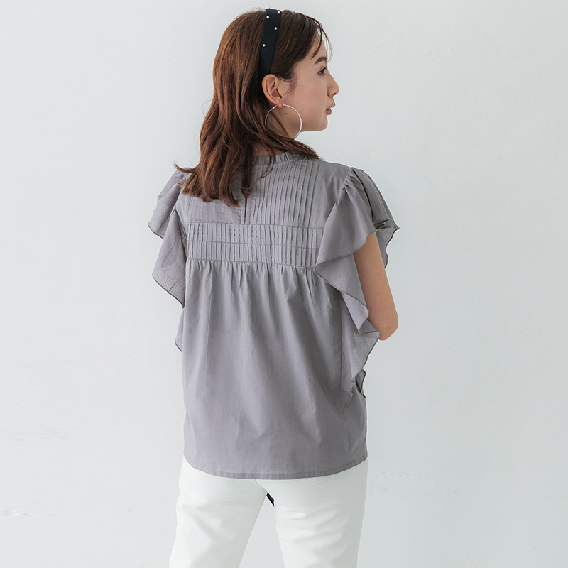 coca森系荷叶短袖衬衫女法式纯棉上衣