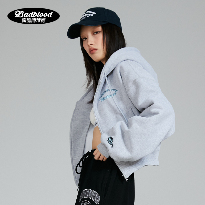 badblood连帽女带拉链开衫2022卫衣 霸德博辣德短外套