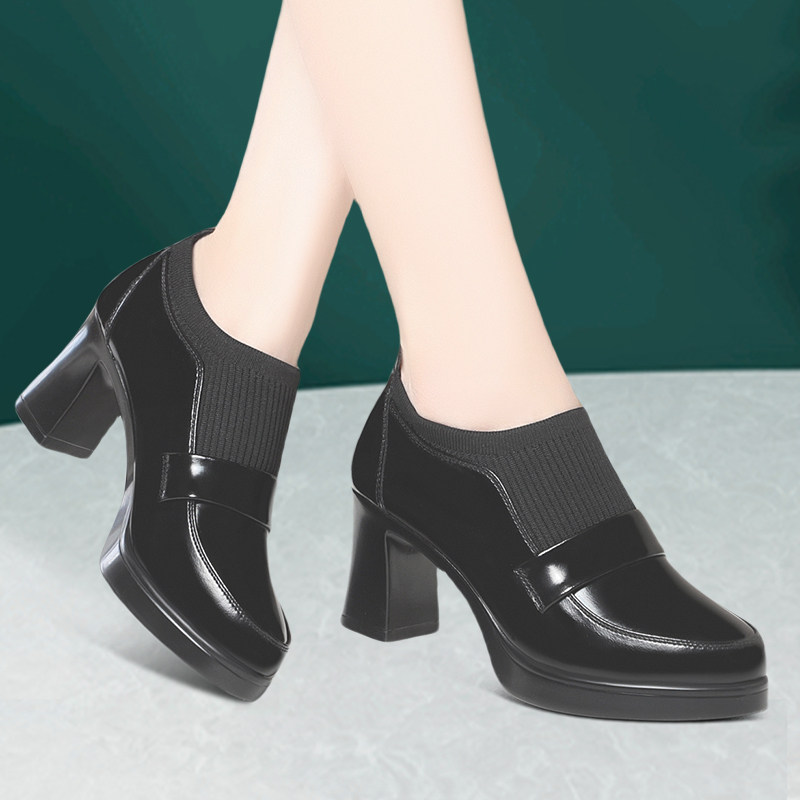 透气新款百搭职业高跟鞋时尚耐磨防滑皮鞋职业工作轻便深口单鞋子,淘宝优惠券,粉丝福利购,淘宝优惠卷