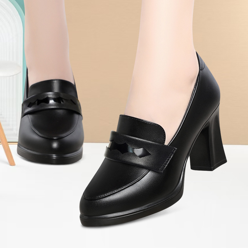 外穿旗袍走秀女鞋高跟时尚深口单鞋粗跟防水台妈妈鞋百搭低帮皮鞋,淘宝优惠券,粉丝福利购,淘宝优惠卷