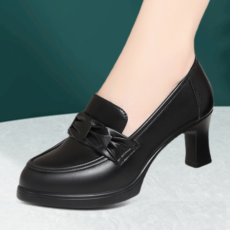 粗跟防水台百搭乐福女鞋防滑耐磨职业工作单鞋厚底一脚蹬深口女鞋,淘宝优惠券,粉丝福利购,淘宝优惠卷