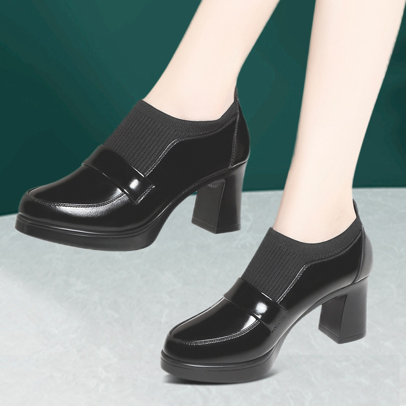 透气新款百搭职业高跟鞋时尚耐磨防滑皮鞋职业工作轻便深口单鞋子,淘宝优惠券,粉丝福利购,淘宝优惠卷