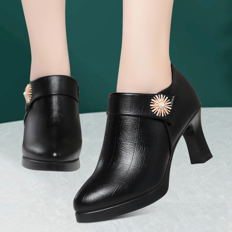 真皮深口女士单鞋防水台秋季高跟鞋旗袍走秀鞋细跟防水台妈妈皮鞋,淘宝优惠券,粉丝福利购,淘宝优惠卷