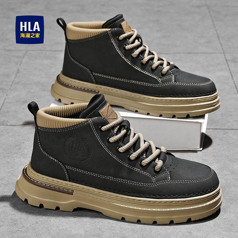海澜之家男鞋秋冬季加绒棉鞋真皮鞋子男高帮雪地靴休闲保暖马丁靴,淘宝优惠券,粉丝福利购,淘宝优惠卷