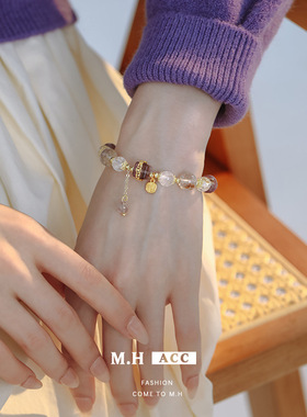 跨境严选新中式紫幽灵手串女轻奢时尚白水晶手链小众精致高颜值