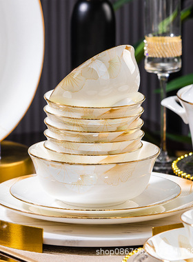 网红餐具套装礼品景德镇陶瓷碗骨瓷餐具轻奢碗碟盘筷组合家用