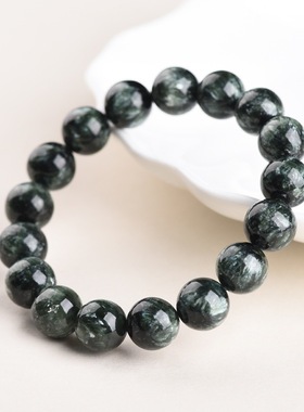 跨境蓓蓓福水晶 7A级天然绿龙晶手链 老矿绿龙晶绿色紫龙晶手串