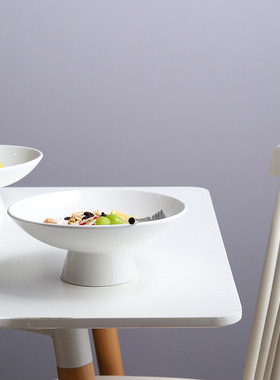 宫廷风高脚碗陶瓷茶点盘家用甜品零食果盘创意简约小吃点心托盘