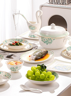 景德镇陶瓷礼品餐具套装乔迁新居礼物碗碟套装家用碗盘套装高级感