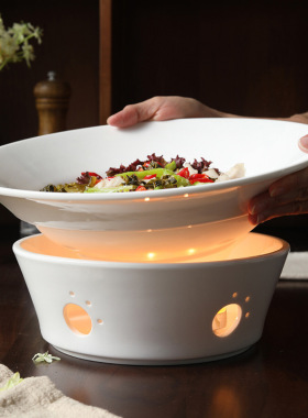 酒店餐厅水煮鱼大碗蜡烛加热陶瓷酸菜鱼菜盘明炉保温热菜盘商用