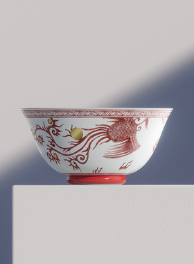 景德镇源头工厂陶瓷龙凤面汤碗文创年会礼物大号寿碗企业礼品送人