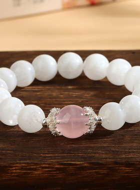 跨境批发天然水晶白幽灵粉晶手链清新时尚少女新爆款原创精致