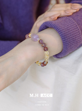 跨境新中式紫幽灵手链女轻奢小众精致貔貅招财转运高级设计感
