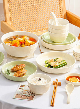 釉下彩潮州陶瓷餐具奶油风礼盒套装礼品碗碟送礼伴手礼