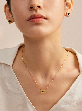 Neverfar黑玛瑙项链女锁骨链