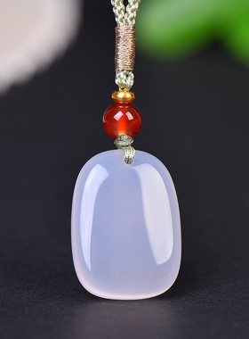 正品保真天然高冰种玉髓平安牌玛瑙无事牌吊坠男女款挂件吊坠玉坠