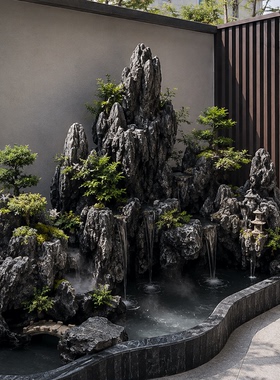 庭院流水假山溪流瀑布上门制作