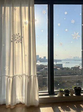 圣诞雪花静电窗贴防水无痕免胶