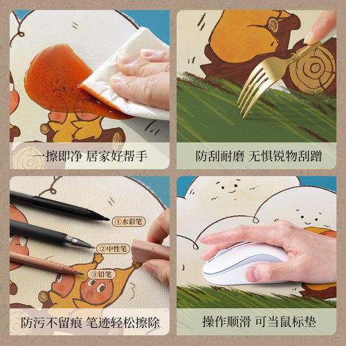 星星人书桌垫学生皮革防水免洗可擦电脑保护垫办公鼠标垫宿舍桌布 - 图2
