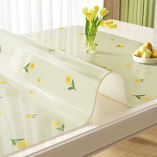 Tablecloth without washing, oilproof, waterproof, anti-scalding pvc soft glass table mat light luxury high-end dining table top mat tea table cloth