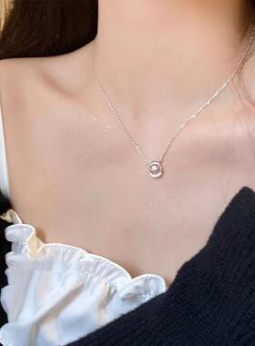 镶钻双环网红气质项链女秋冬轻奢高级感脖颈链小众设计锁骨链配饰