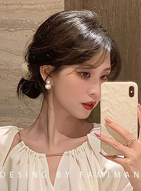 张嘉倪江喜同款施家真多麻戴妃珍珠耳钉女轻奢小众高级感耳饰耳环