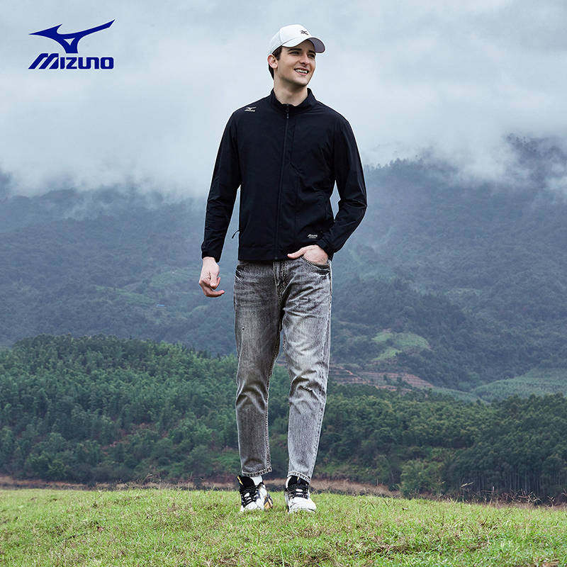 Mizuno/美津浓春季新款男士户外休闲夹克防风立领弹力纯色外套男,淘宝优惠券,粉丝福利购,淘宝优惠卷