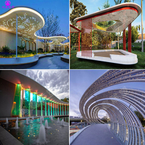 Large Stainless Steel Flowing Water Sculpture Profiled Gallery Shelf Custom Hollowed-out Spray Landscape Metal Creative Squares Big Swing Pieces